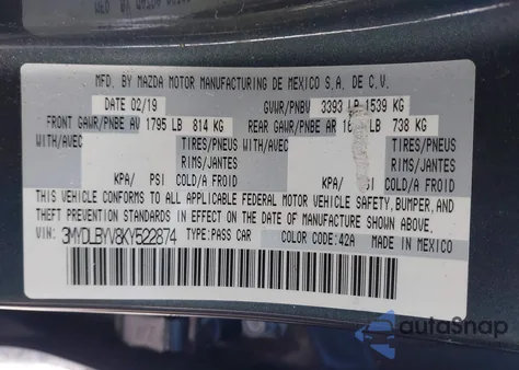 2019 Toyota Yaris L z USA, uszkodzony, nr VIN 3MYDLBYV8KY522874